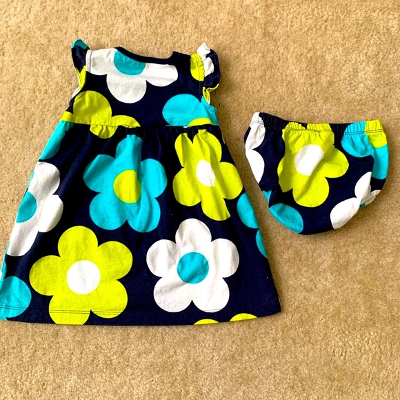 Carter's Other - Carter’s Teal & Lime Floral Sundress w/ Diaper Cover